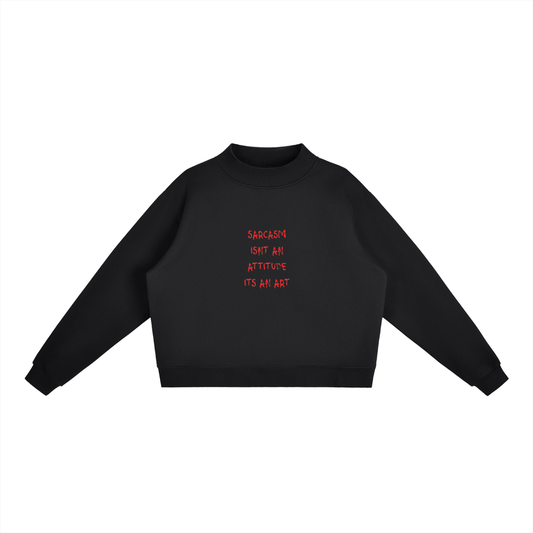 Essential Fleece Mock-Neck Crew Sweatshirt